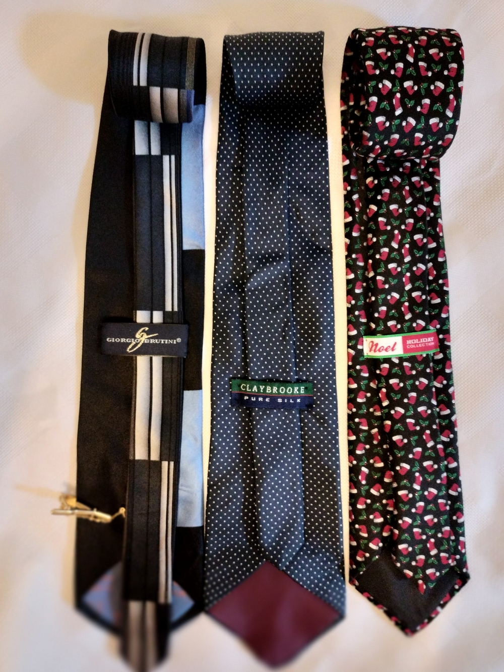 Men's Necktie Bundle of 3 - Includes Giorgio with Gold Tie Clip, Claybrooke Pure
